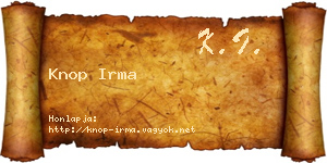 Knop Irma névjegykártya